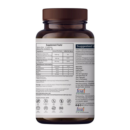 Zephivo Miduty Palak Notes Magnesium Relax Supplement Tablets - Best Magnesium Bis glycinate For Men and Women- Magnesium Oxide Vitamin B6 B5 - Leg cramps - Muscle Cramp-Migraine -Good Sleep-60 Capsules