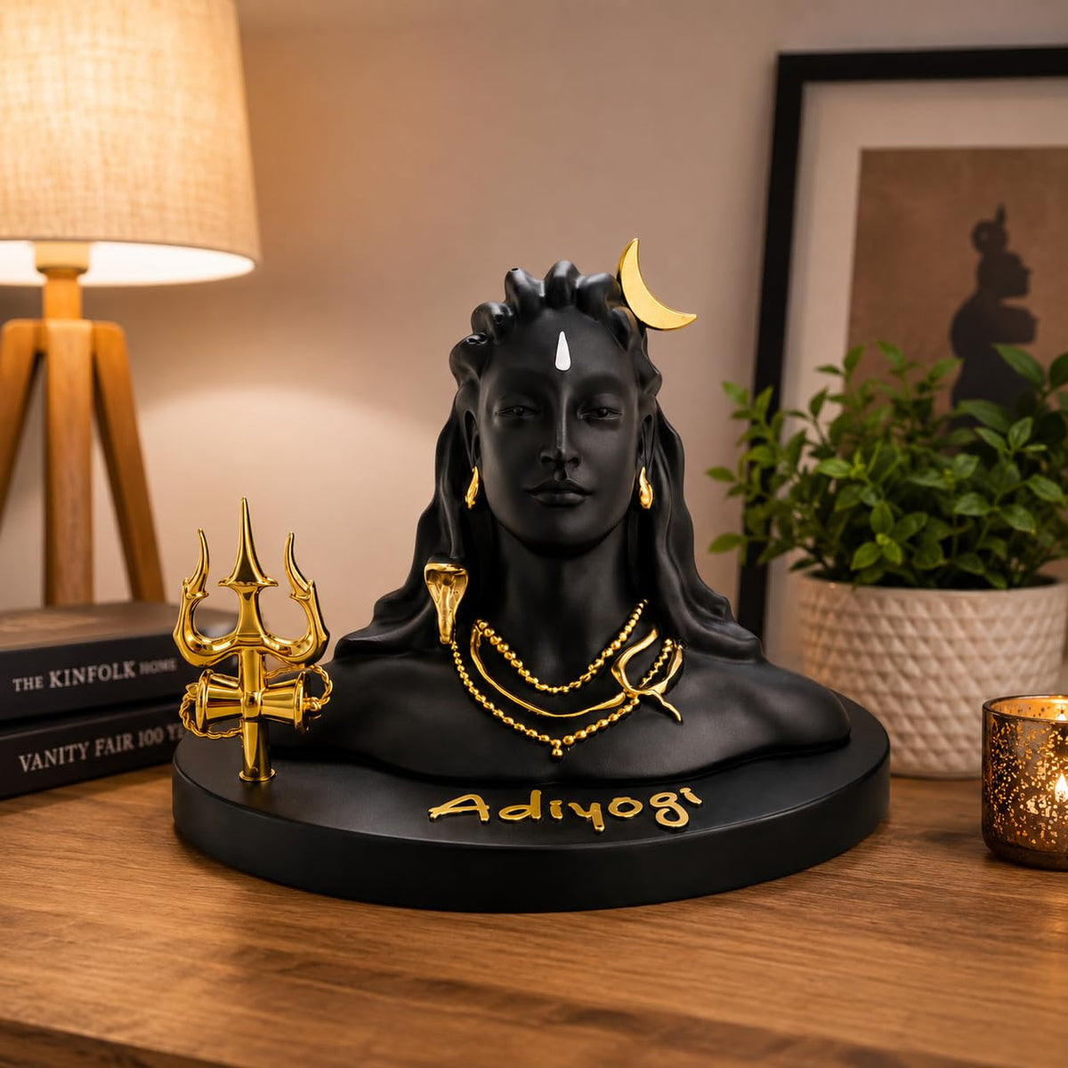 B.R STORE Lord Shiva Adiyogi Idol with Golden Trishul