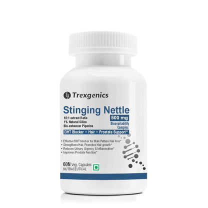 Trexgenics Stinging Nettle supplement bottle on a white background
