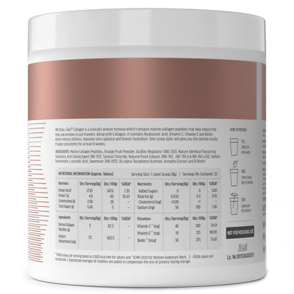 HealthKart Hk Vitals Marine Collagen Supplement (Orange, 200 Gram) | Vitamin C, E, Sodium Hyaluronate | For Healthy Skin, Hair & Nails