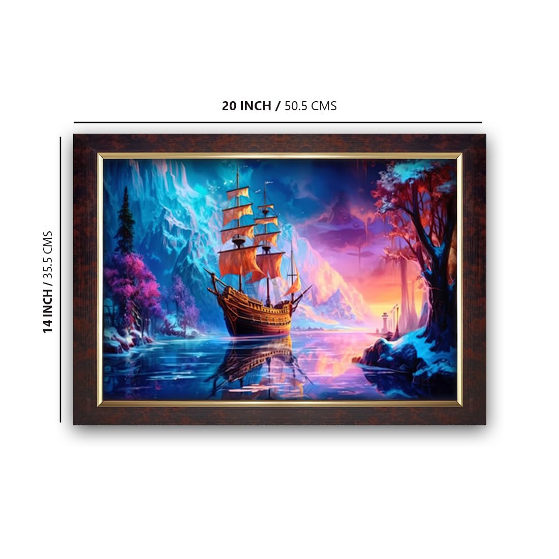 Premium Sparkle Lamination, Pirate Ship Boat Photo Frame, Copper Gold, 14x20 Inch 24036