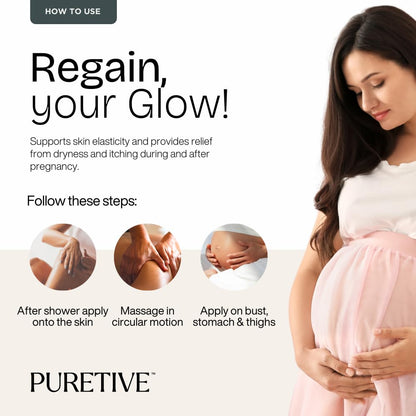 PURETIVE Stretch Marks Scar Recovery Oil | Luxurious Body Oil | Rich in Plant Collagen| Designed for Pregnant & Postpartum Skin | Improve Elasticity | 100ml