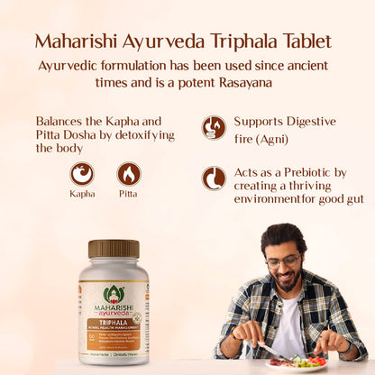 Zephivo Maharishi Ayurveda Triphala Tablets 1000mg | Supports Healthy Digestion | Improves Bowel Wellness| Relieves Constipation | Pure Herbs Used |100% Ayurvedic

