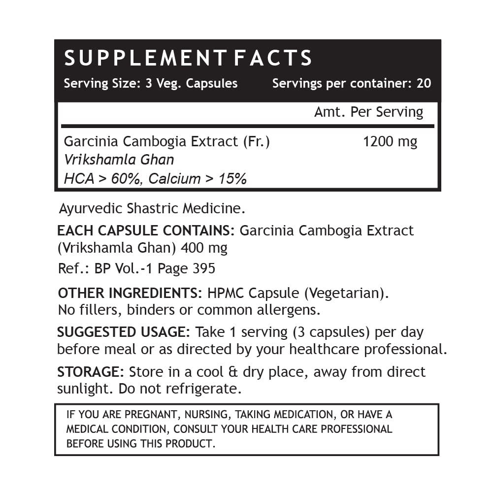 INLIFE Garcinia Cambogia Capsules | Fruit Extract with > 60% HCA | Ayurveidc Herbal Supplement for Men Women - 1200mg - 60 Vegetarian Capsules
