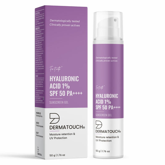 DERMATOUCH HYALURONIC ACID 1% SUNSCREEN | SPF 50 PA++++ | FOR ALL SKIN TYPES | NO WHITE CAST | 50G