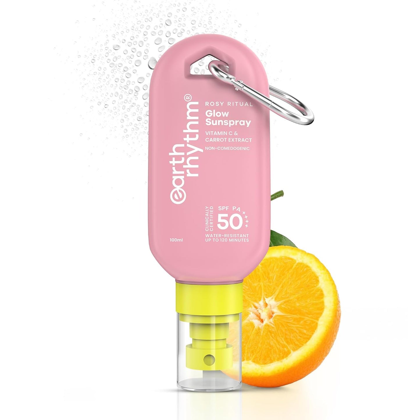 Earth Rhythm Rosy Ritual Glow Sunspray SPF 50 PA ++++ Vitamin C & Carrot Extract. In Vivo Tested