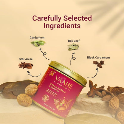 VAAHE Garam Masala 70g | Handcrafted Blend of 17+ Premium Whole Spices | Authentic Indian Masala for Curries, Gravies & Tadka | Freshly Ground and Packed | 100% Pure | Airtight Tin Box