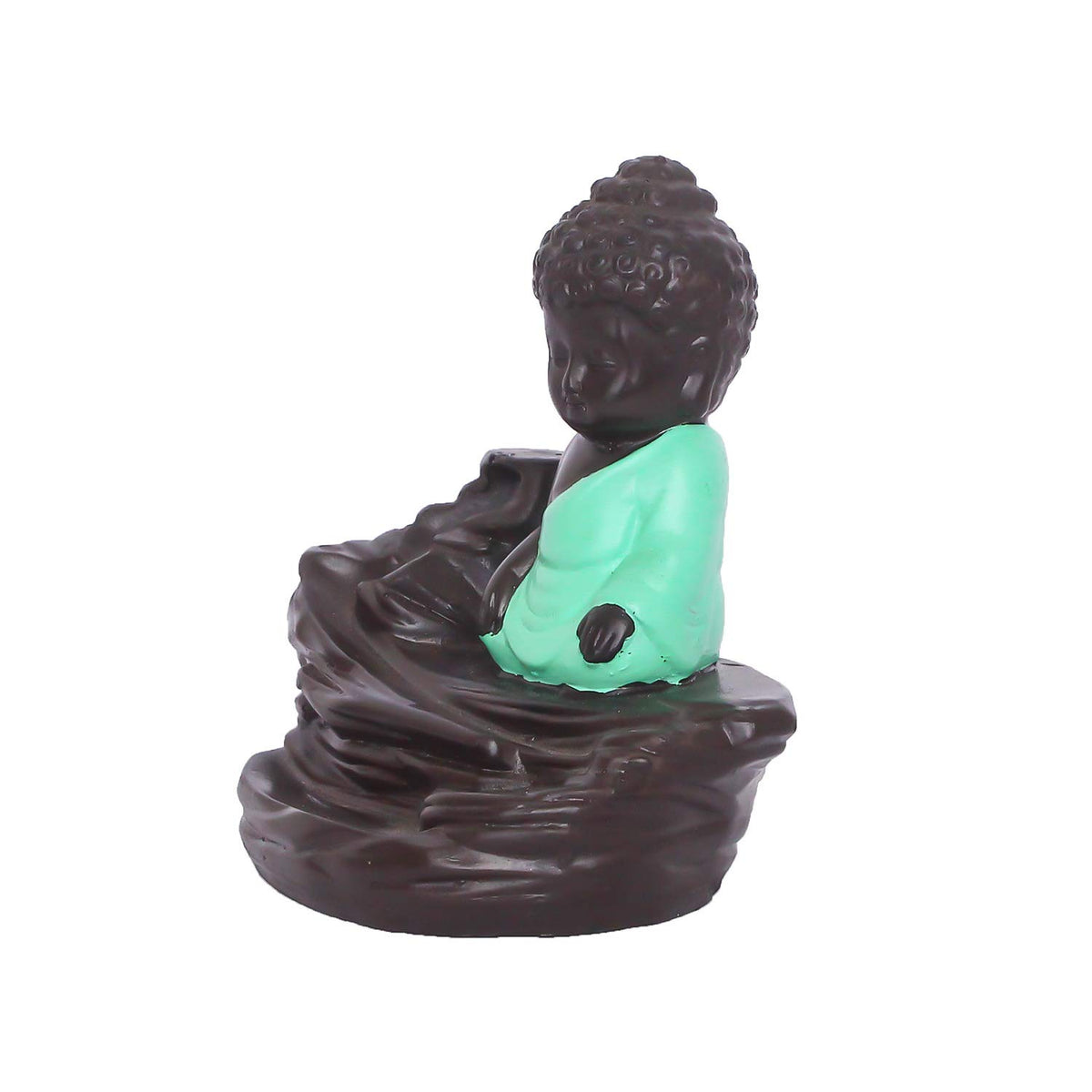 eCraftIndia Green Buddha Backflow Smoke Fountain with 10 incenses