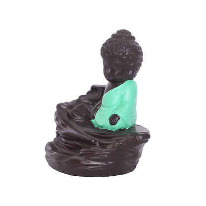 eCraftIndia Green Buddha Backflow Smoke Fountain with 10 incenses