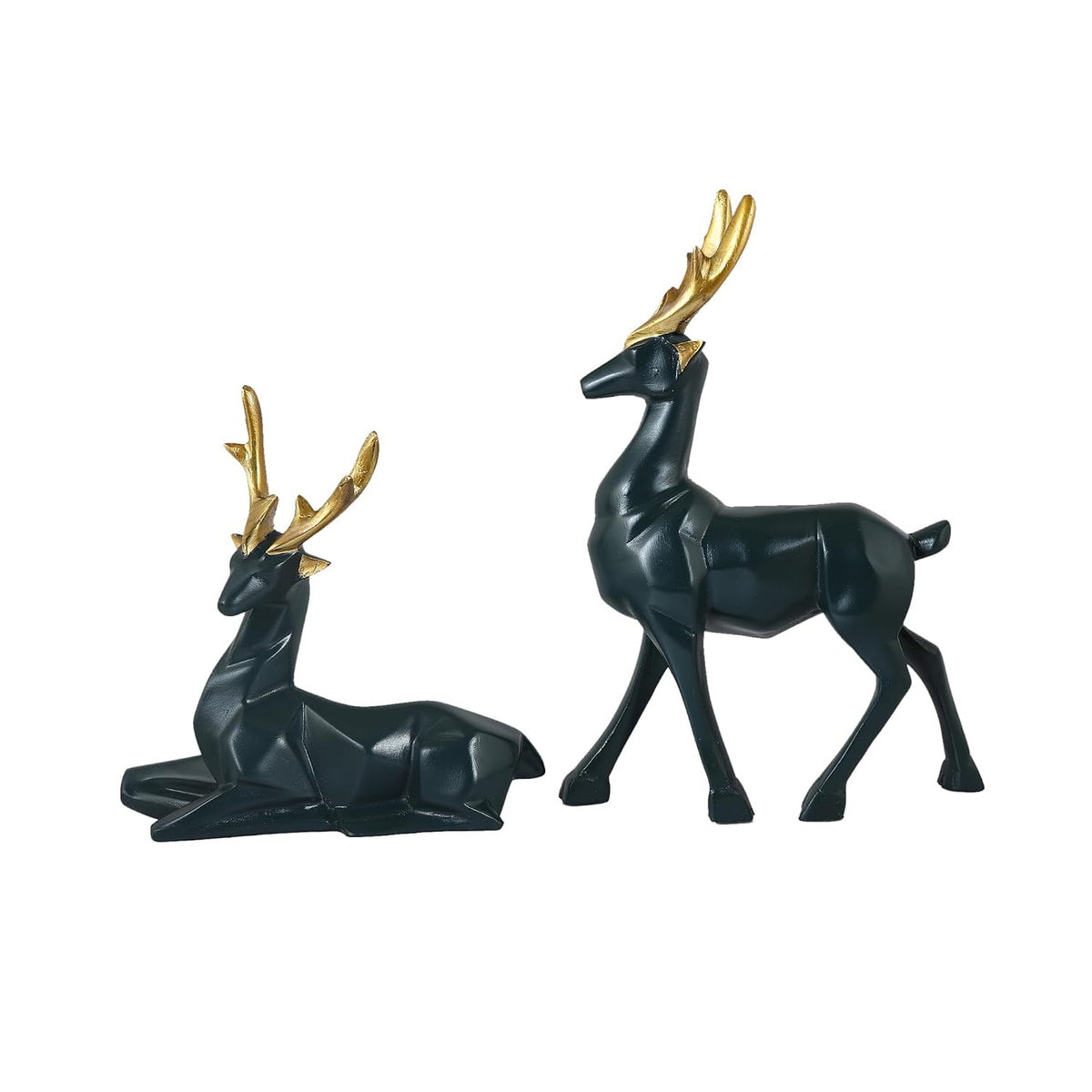 Resin Cute Deer Showpiece - Artifacts for Home Decor Living Room, Decorative Items for Tv Unit, Center Table (Black-7'')
