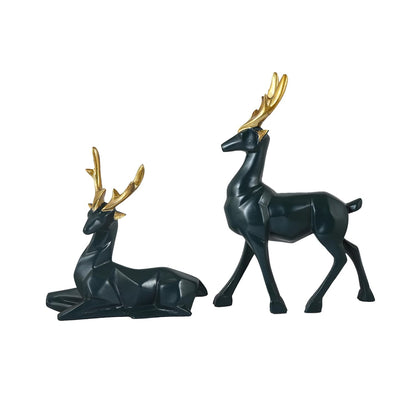 Resin Cute Deer Showpiece - Artifacts for Home Decor Living Room, Decorative Items for Tv Unit, Center Table (Black-7'')