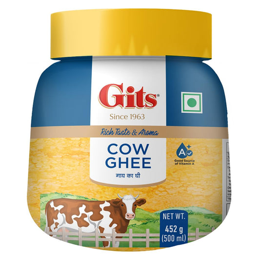 Gits Cow Ghee Jar| Aroma in every drop |Pure Veg, Pure Cow Ghee, Desi Ghee, No preservatives | Rich Taste & Aroma | Good source of Vitamin A, Delicious, Healthy & Nutritious | Good for Digestion, Heart, Skin and Hair | Homemade taste