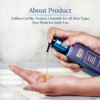 Blue Nectar Gold Swaran Bhasam Face Wash for Glowing Skin | Ayurvedic Gentle Cleanser for Oily & Dry Skin | Daily Face Wash for Women & Men (10 Herbs, 100 ml)