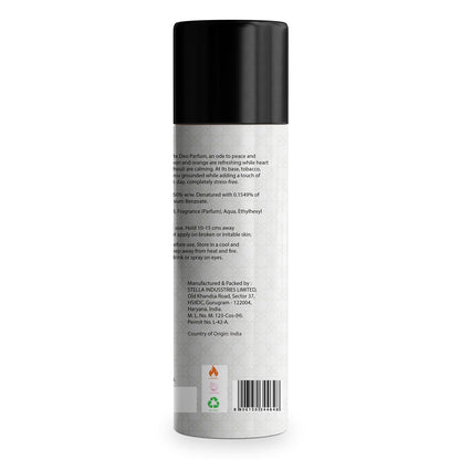 Back label of a perfume bottle on a white background