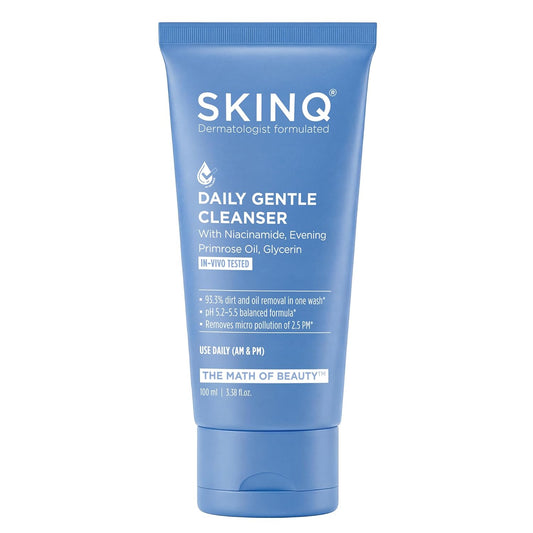 SKINQ Daily Gentle Cleanser | Niacinamide Face Wash with Evening Primrose Oil & Glycerin |Removes Dirt in 1 Wash | In-Vivo Tested | No SLS, No Parabens | For All Skin Types | Dermat Formulated | 100 ml