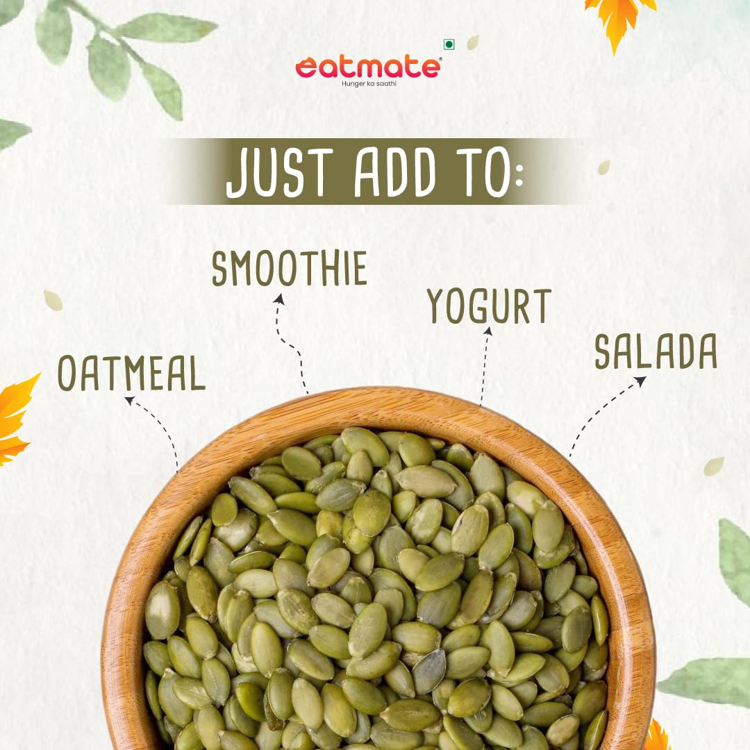 Eatmate Premium Raw Pumpkin Seeds | Gourmet Protein Rich Pepitas | Healthy Vegetarian Super Seeds for Snacking, Salads, Smoothies & Daily Nutrition