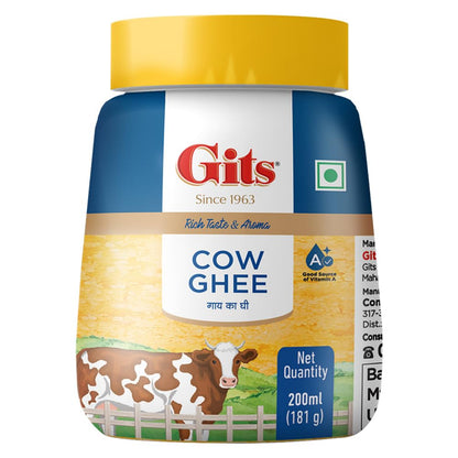 Gits Cow Ghee Jar| Aroma in every drop |Pure Veg, Pure Cow Ghee, Desi Ghee, No preservatives | Rich Taste & Aroma | Good source of Vitamin A, Delicious, Healthy & Nutritious | Good for Digestion, Heart, Skin and Hair | Homemade taste