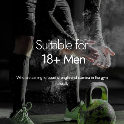 Two people holding hands with a text overlay about strength and stamina training suitable for adults.
