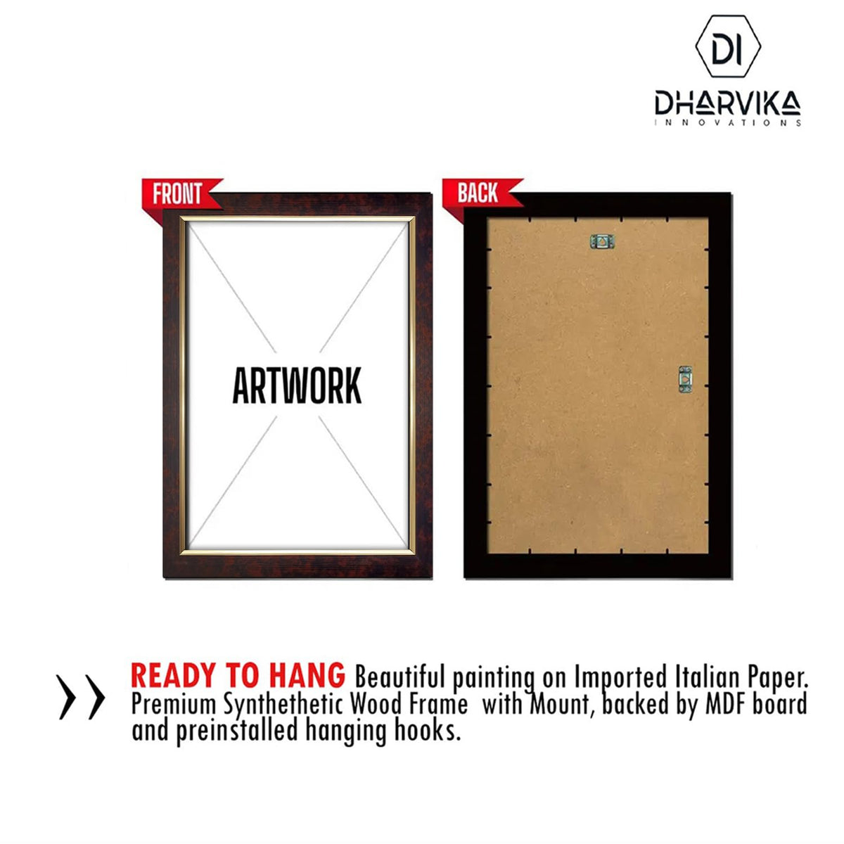 Premium Sparkle Lamination, Seven Horses Vastu Photo Frame, Copper Gold, 14x20 Inch 3096