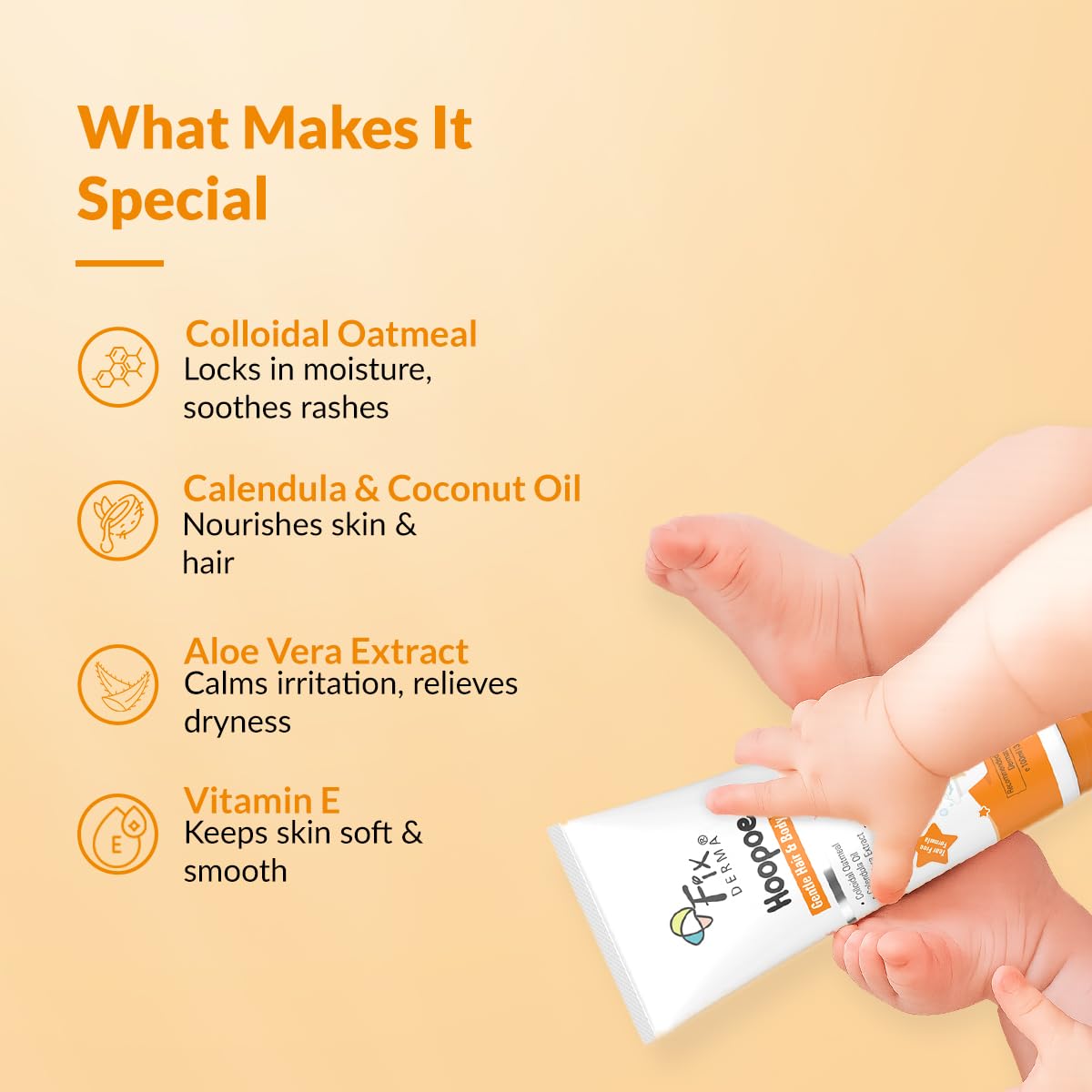 Fixderma Hoopoe Gentle Hair & Body Wash for Kids with Colloidal oatmeal, Aloe Vera Gel Extract, Calendula & Coconut Oil|Top to Toe wash for Baby | Tear Free Formula | Dermatologist Tested (100 Ml)