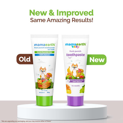 Mamaearth Fruit Punch Toothpaste - 50g | Infused with Sorbitol, Silica & Glycerin | Promotes Healthy Teeth & Gums, Free from Fluoride & SLS, 100% Natural