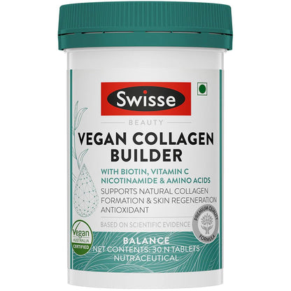 Zephivo Swisse Vegan Collagen Builder with Biotin & Vitamin C, Supports Natural Collagen Formation & Skin Regeneration (Vegan Certified) - 30 Tablets (For Both Men & Women) Australia’s No.1 Beauty Nutrition Brand
