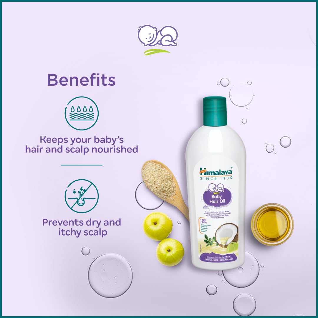 Himalaya Baby Hair Oil with Amla, Sesame & Coconut oil – 200ml | No.1 Doctor Prescribed