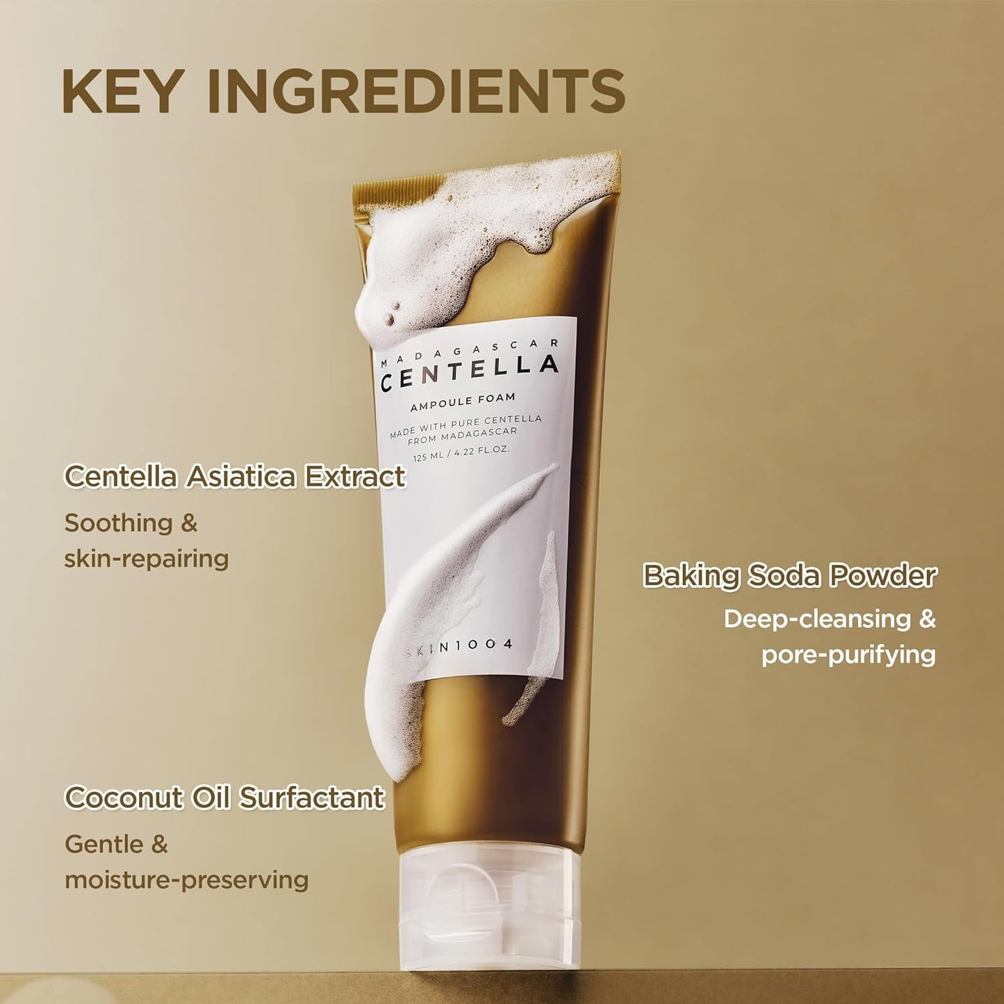 SKIN1004 Madagascar Centella Ampoule Foam Cleanser | Gentle Hydrating Face Wash, 125 ml