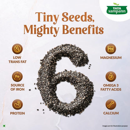 Tata Sampann Pure Chia Seeds, 200g, Rich in Calcium & Protein, Source of Iron, Trans Fat Free, Rich in Magnesium, Rich in dietary fibre, Rich In Omega 3 Fatty Acid