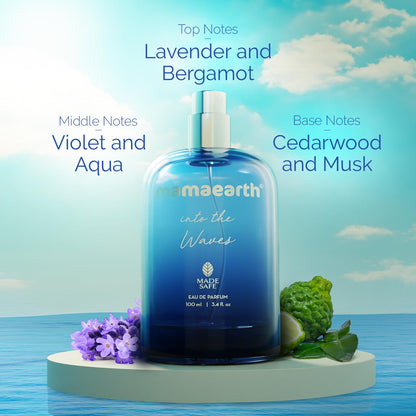 Mamaearth Into The Waves Liquid Eau De Parfum For Men-100 Ml|Made Safe Approved|Premium&Long-Lasting Fragrance|Blend Of Exotic Ingredients|Perfume With Bergamot,Aquatic&Musk Notes|Fresh Scent For Men