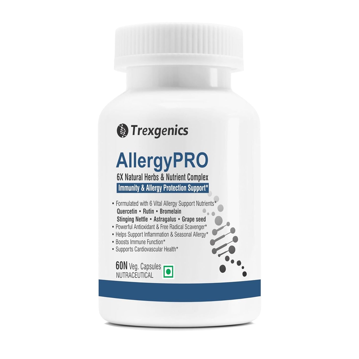 Trexgenics AllergyPRO supplement bottle on a white background