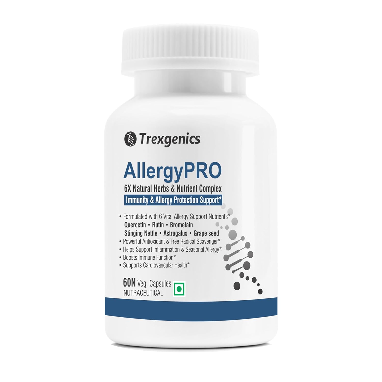Trexgenics AllergyPRO supplement bottle on a white background