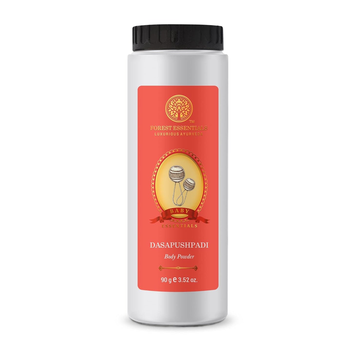 Forest Essentials Baby Body Powder Dasapushpadi | Talc-Free Natural Powder with Cornstarch & 10 Specific Herbs for Baby Care | Gentle & Safe