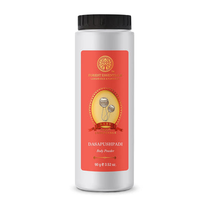 Forest Essentials Baby Body Powder Dasapushpadi | Talc-Free Natural Powder with Cornstarch & 10 Specific Herbs for Baby Care | Gentle & Safe