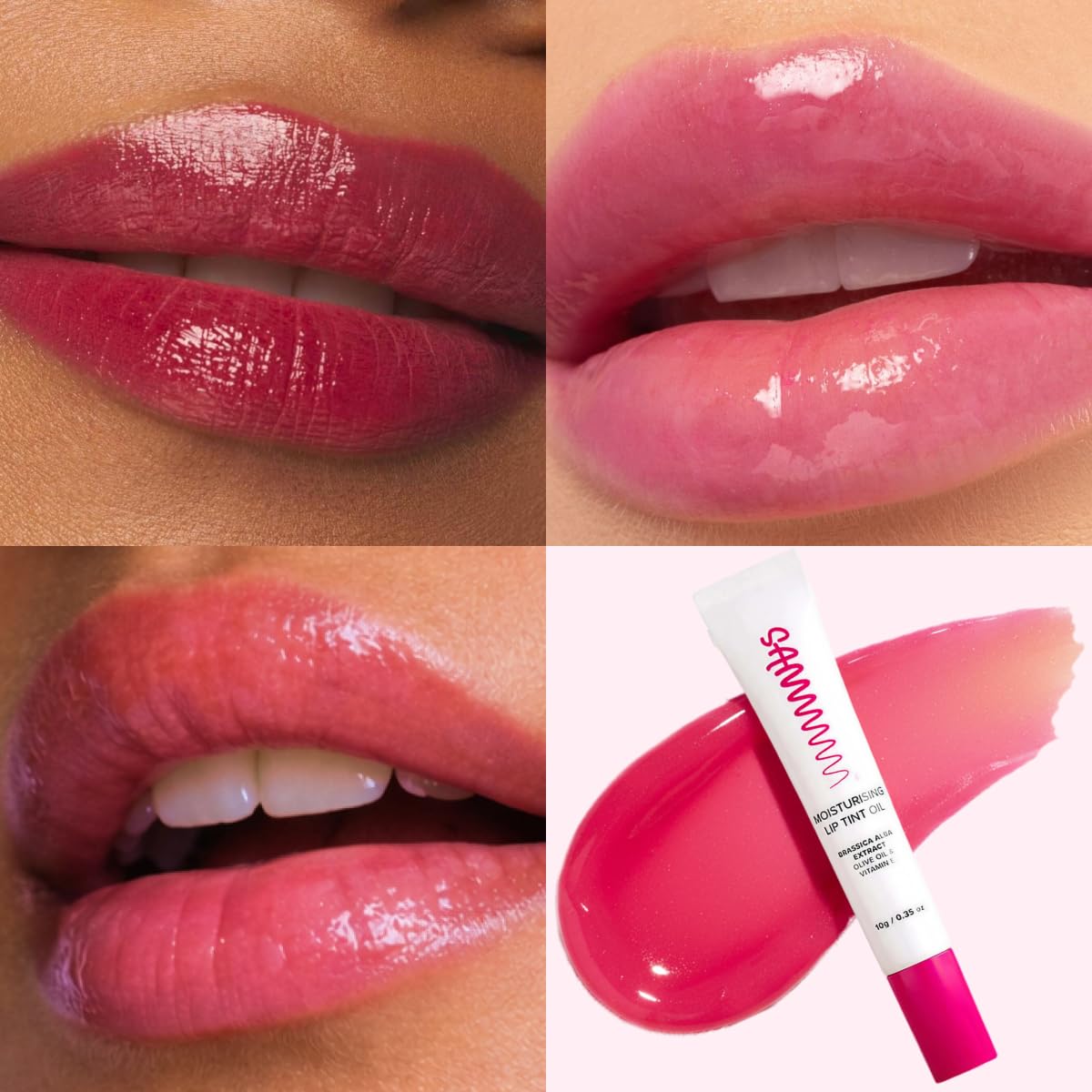 Sammmm LOVE Moisturizing Lip Tint Oil(10g) | pH Reactive Lip Oils with Natural, Glossy Pink Finish | Long-Lasting And Non-Sticky Liptint Infused with Olive Oil & Vitamin E | Formulated for Young Skin