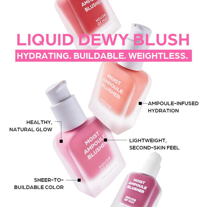House of Hur Moist Ampoule Blusher (06 Cherry Blossom) Hydrating & Long-Lasting Liquid Blush, Buildable Water-Based Formula With 61% Moisture Essence, Lightweight, Glides On Smoothly (10ml)