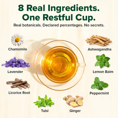 VAHDAM Restful Sleep Herbal Infusion | Promotes Deep Sleep & Helps with Insomnia, Snoring | Caffeine Free | 8-Herb Blend | 30 Tea Bags