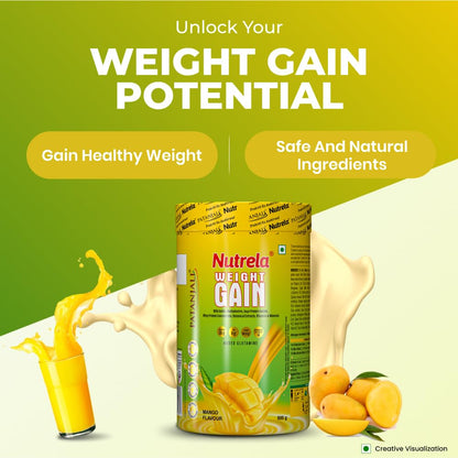 Nutrela Weight Gainer | 500g | High-Calorie Mass Gainer with Vitamins & Khandsari Sugar | Ideal for Men & Women