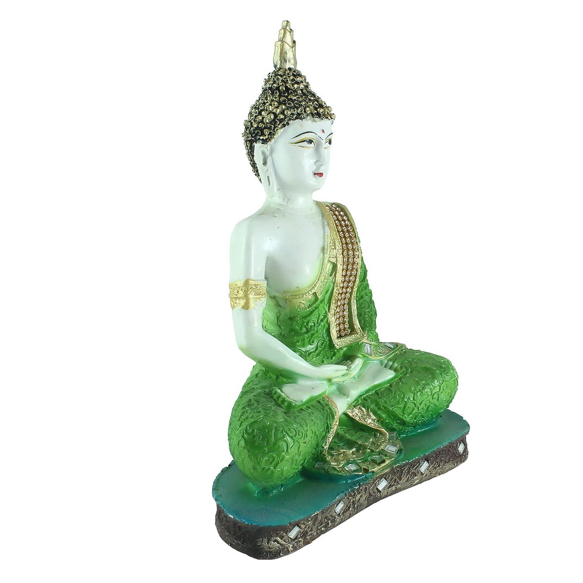 Buddha Idol (15 cm x 3 cm x 24 cm, Green)