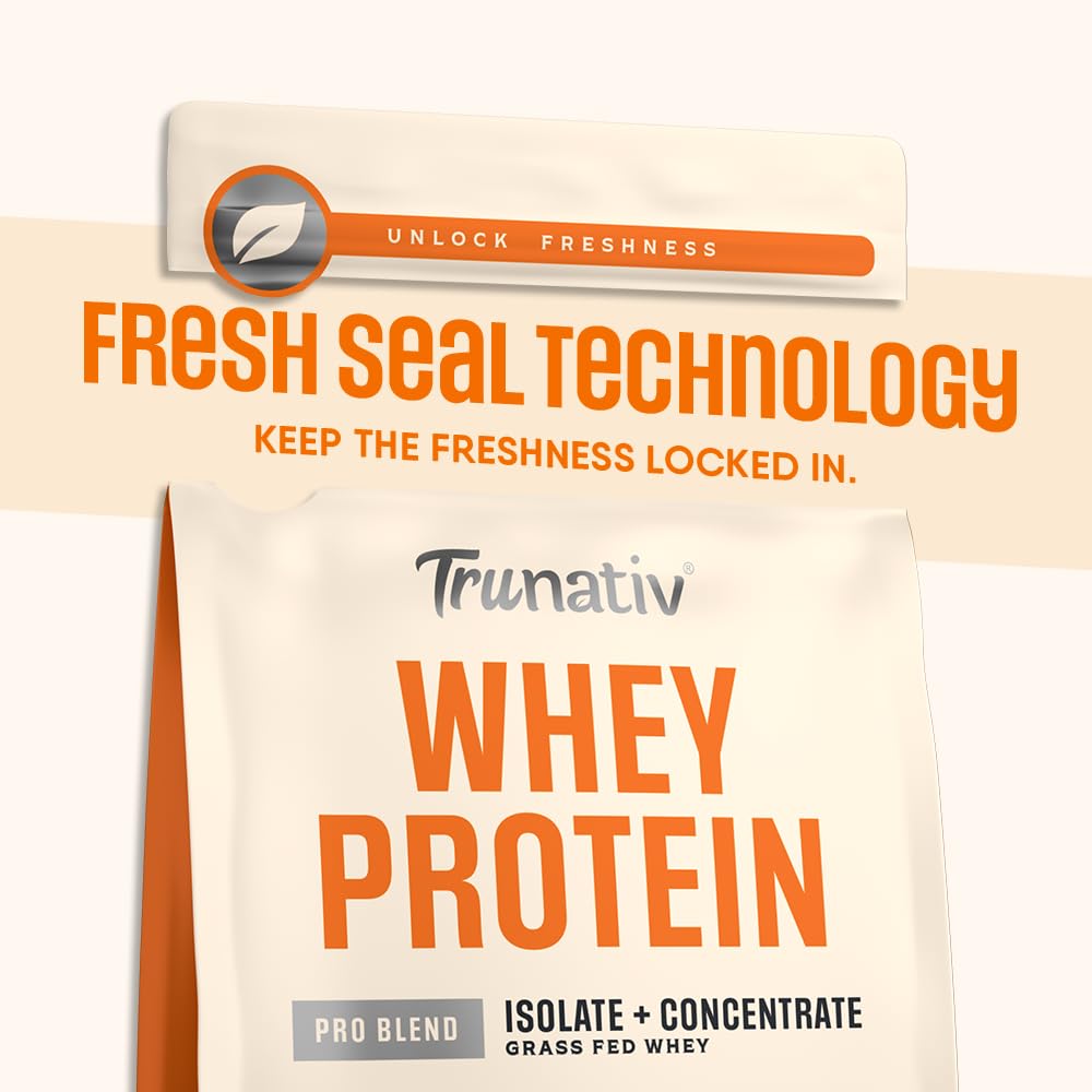 Trunativ Pro Blend Whey Protein Powder Isolate & Concentrate | 100% Light & Clean Protein Powder | 26g Protein | 6g BCAA | 12.52g EAA | No added sugar | Kesar Badam 2lbs (907g).