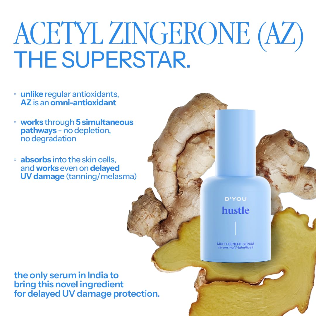 d'you Hustle Multiactive Vitamin C Face Serum with Niacinamide & Hyaluronic Acid |Serum for Men & Women | Korean Skin Care Product |
