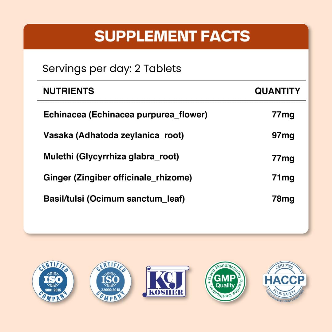 ZEROHARM Holo Lung Detox Tablets for Smokers | Vasaka, Echinacea, Ginger, Basil & Mulethi | Ayurvedic Lung Cleanse for Pollution & Respiratory Health | Nanotechnology for Men & Women | 60 Tablets