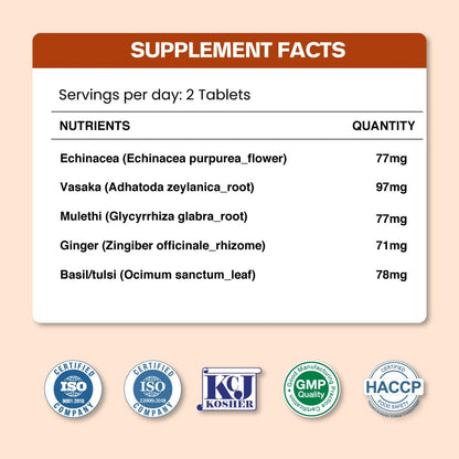 ZEROHARM Holo Lung Detox Tablets for Smokers | Vasaka, Echinacea, Ginger, Basil & Mulethi | Ayurvedic Lung Cleanse for Pollution & Respiratory Health | Nanotechnology for Men & Women | 60 Tablets
