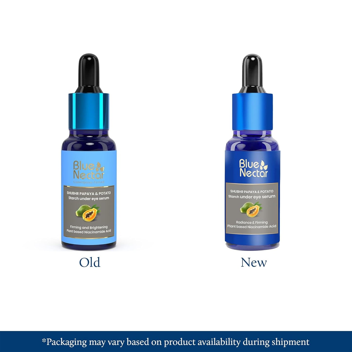Blue Nectar Under Eye Serum with Plant Based Niacinamide from Potato Starch Papaya Dark Circles Serum with Advance Skin Firming Brightening Form (17 Herbs, 30ml)