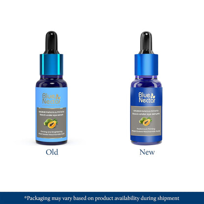 Blue Nectar Under Eye Serum with Plant Based Niacinamide from Potato Starch Papaya Dark Circles Serum with Advance Skin Firming Brightening Form (17 Herbs, 30ml)