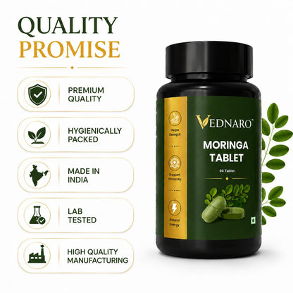 VEDNARO Moringa Tablets 60 Count | Herbal Supplement for Daily Wellness | Plant-Based Moringa Leaf Tablets | Supports Energy & Immunity