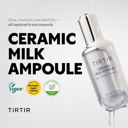 TIRTIR Ceramic Milk Ampoule, Hydrating Face Serum with Ceramides & Vegan Milk Complex for Moisturized, Radiant Skinmic Milk Ampoule, 30 ml