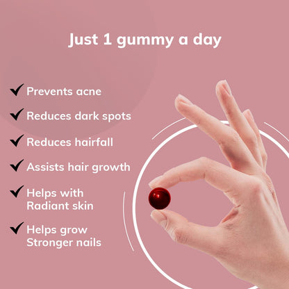 Sova Probiotic Plant Based Biotin Gummies | Acne Prevention & Glowing Skin | Prebiotics + 5 Billion CFUs Probiotics |10000 mcg Plant-Based Biotin, Hyaluronic Acid, Vitamin C, Amla | 30 Vegan Sugarless Gummies | Inner Beauty