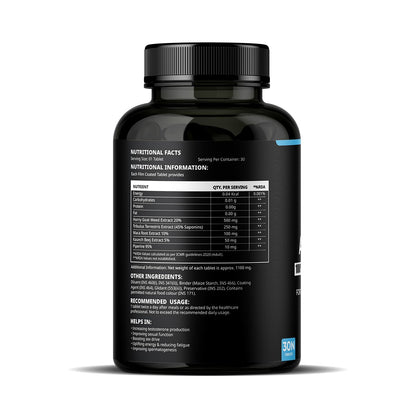 Nirvasa Alphaman Tablet, 100% Pure Chinese Origin Herbs for Improved Strength and Stamina, enriched with Horny Goat Weed, Tribulus Terrestris, Maca Root, Piperine Vegeterian 30 Tablet