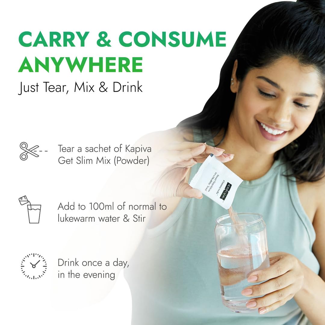 Kapiva Get Slim Mix | Blend of 10 Weight-Care Ingredients | Long-term Weight Care | No preservatives | 15 sachets, Pack of 2